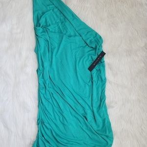 Elie Tahari One Shoulder Ruched Light Green Top